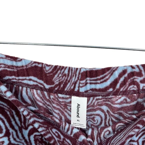 Abound Womens Fleece Pajama Pants Drawstring Elastic Waist Burgundy Blue‎ Sz XL - Picture 3 of 5
